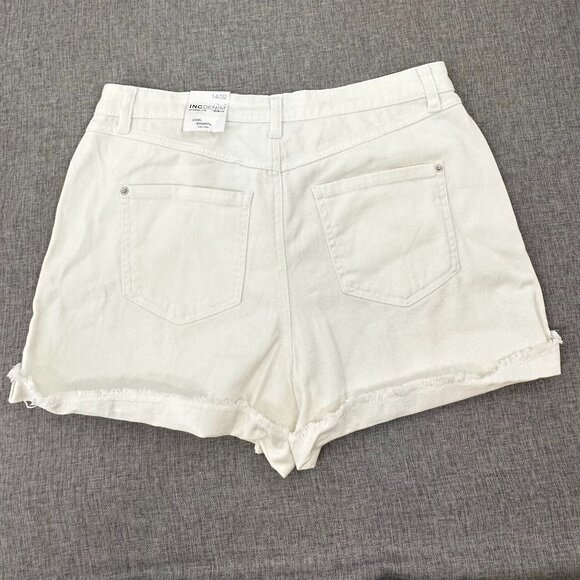 NEW! INC Denim Cuffed Shorts Off White/ Polar Wash High Rise Sz 14 Msrp: $59.50 - Picture 8 of 10